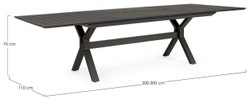 Casa Padrino mesa de jardín de lujo antracita 200-300 x 110 x A. 76 cm - Mesa de comedor extensible de aluminio con recubrimiento en polvo - Mesa de jardín y terraza - Muebles de jardín y terraza