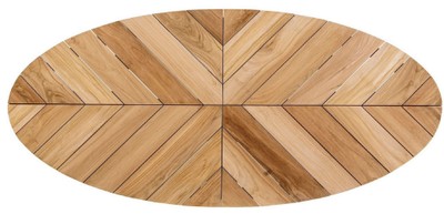 Casa Padrino Luxus Gartentisch Naturfarben / Schwarz 240 x 110 x H. 77 cm - Ovaler Esstisch mit Teakholz Tischplatte - Garten & Terrassen Tisch - Luxus Garten & Terrassen Möbel
