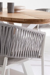 Casa Padrino Luxus Gartentisch Naturfarben / Weiß 240 x 110 x H. 77 cm - Ovaler Esstisch mit Teakholz Tischplatte - Garten & Terrassen Tisch - Luxus Garten & Terrassen Möbel