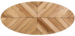 Casa Padrino mesa de jardín de lujo natural / blanco 240 x 110 x A. 77 cm - Mesa de comedor ovalada con tablero de teca - Mesa de jardín y terraza - Muebles de jardín y terraza de lujo