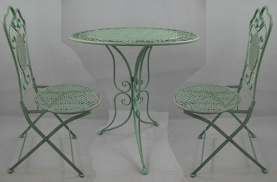 Casa Padrino Art Nouveau Metal Garden Furniture Set Antique Green - 1 Round Metal Garden Table & 2 Metal Garden Chairs - Baroque & Art Nouveau Garden & Gastronomy Furniture