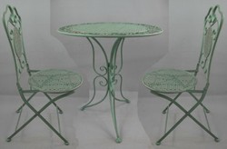 Jugendstil Garten Terrassen Möbel Set Gartenstühle mit Gartentisch Antik Grün Art Nouveau Garden Patio Furniture Set Garden Chairs with Garden Table Antique Green