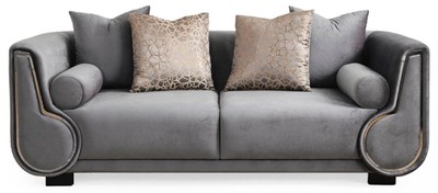 Luxus Wohnzimmer Sofa Grau Silber Schwarz Luxury Living Room Sofa Gray Silver Black