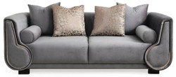 Casa Padrino Sofá de 3 Plazas de Lujo Gris / Plata / Negro - Sofá de Salón Elegante - Muebles de Salón de Lujo - Colección de Lujo
