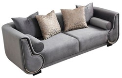 Casa Padrino Sofá de 3 Plazas de Lujo Gris / Plata / Negro - Sofá de Salón Elegante - Muebles de Salón de Lujo - Colección de Lujo