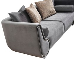 Casa Padrino Sofá de 3 Plazas de Lujo Gris / Plata / Negro - Sofá de Salón Elegante - Muebles de Salón de Lujo - Colección de Lujo