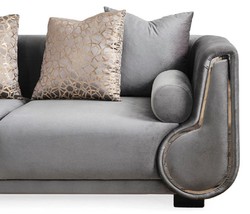 Casa Padrino Sofá de 3 Plazas de Lujo Gris / Plata / Negro - Sofá de Salón Elegante - Muebles de Salón de Lujo - Colección de Lujo