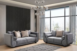 Casa Padrino Sofá de 3 Plazas de Lujo Gris / Plata / Negro - Sofá de Salón Elegante - Muebles de Salón de Lujo - Colección de Lujo