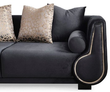 Casa Padrino Luxus 3er Sofa Schwarz / Silber - Elegantes Wohnzimmer Sofa - Luxus Wohnzimmer Möbel - Luxus Kollektion
