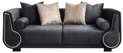Luxus Wohnzimmer Sofa Schwarz Silber Luxury Living Room Sofa Black Silver