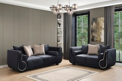 Luxus Wohnzimmer Sofa Schwarz Silber Luxury Living Room Sofa Black Silver