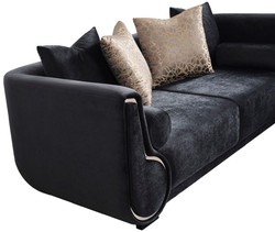 Luxus Wohnzimmer Sofa Schwarz Silber Luxury Living Room Sofa Black Silver