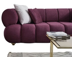 Casa Padrino sofá de 4 plazas de lujo púrpura / oro - Sofá de salón moderno - Muebles de salón modernos - Colección de Lujo