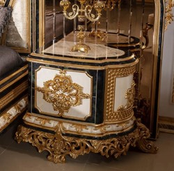 Prunkvolles Luxus Barock Nachtkommoden Nachttisch Beistelltisch Set Magnificent Luxury Baroque Bedside Table Set