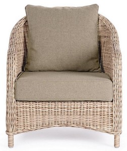 Casa Padrino Luxus Gartensessel Naturfarben / Grau 75 x 82 x H. 83 cm - Wetterbeständiger Garten & Terrassen Sessel - Garten & Terrassen Möbel - Luxus Qualität