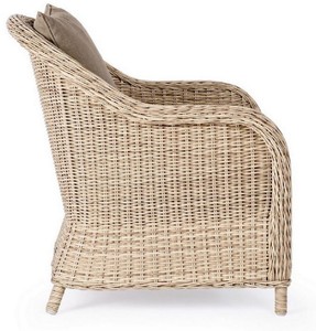 Casa Padrino Luxus Gartensessel Naturfarben / Grau 75 x 82 x H. 83 cm - Wetterbeständiger Garten & Terrassen Sessel - Garten & Terrassen Möbel - Luxus Qualität