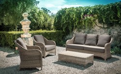 Luxus Garten Terrassen Sessel Naturfarben Grau Luxury Garden Patio Chair Natural Gray