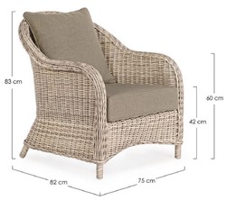 Luxus Garten Terrassen Sessel Naturfarben Grau Luxury Garden Patio Chair Natural Gray
