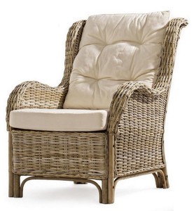 Casa Padrino Luxus Garten Relax Sessel Naturfarben / Cremefarben 71 x 97 x H. 98 cm - Wetterbeständiger Garten & Terrassen Sessel - Garten & Terrassen Möbel - Luxus Qualität