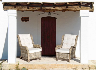Casa Padrino Luxus Garten Relax Sessel Naturfarben / Cremefarben 71 x 97 x H. 98 cm - Wetterbeständiger Garten & Terrassen Sessel - Garten & Terrassen Möbel - Luxus Qualität
