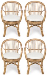 Luxus Rattan Gartenstuhl 4er Set mit Armlehnen Naturfarben Weiß Luxury Rattan Garden Chair Set of 4 with Armrests Natural White Luxus Rattan Gartenstuhl 4er Set mit Armlehnen Naturfarben Weiß Luxury Rattan Garden Chair Set of 4 with Armrests Natural White