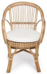 Luxus Rattan Gartenstuhl 4er Set mit Armlehnen Naturfarben Weiß Luxury Rattan Garden Chair Set of 4 with Armrests Natural White