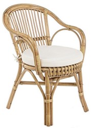 Luxus Rattan Gartenstuhl 4er Set mit Armlehnen Naturfarben Weiß Luxury Rattan Garden Chair Set of 4 with Armrests Natural White