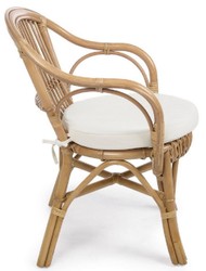 Luxus Rattan Gartenstuhl 4er Set mit Armlehnen Naturfarben Weiß Luxury Rattan Garden Chair Set of 4 with Armrests Natural White