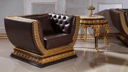 Luxus Barock Antik Stil Massivholz Beistelltisch Weiß Dunkelbraun Gold Luxury Baroque Antique Style Solid Wood Side Table White Dark Brown Gold