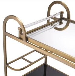 Casa Padrino carrello da portata di lusso con vassoio estraibile ottone / nero 83 x 45 x A. 75,5 cm - Carrello Gastronomia Ristorante Hotel - Accessori di Lusso