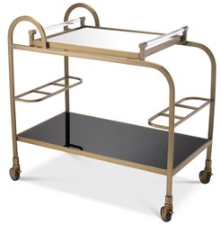 Casa Padrino carrello da portata di lusso con vassoio estraibile ottone / nero 83 x 45 x A. 75,5 cm - Carrello Gastronomia Ristorante Hotel - Accessori di Lusso