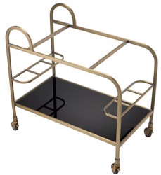 Casa Padrino carrello da portata di lusso con vassoio estraibile ottone / nero 83 x 45 x A. 75,5 cm - Carrello Gastronomia Ristorante Hotel - Accessori di Lusso
