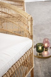 Casa Padrino fauteuil de jardin de luxe naturel / blanc 79 x 72 x H. 86 cm - Fauteuil de jardin & terrasse en rotin avec coussin d'assise - Meubles de Jardin et Terrasse - Qualité de Luxe