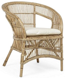 Luxus Garten Terrassen Rattan Sessel Naturfarben Weiß Luxury Garden Patio Rattan Armchair Natural White