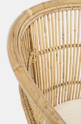 Casa Padrino sillón de jardín de lujo natural / blanco 68 x 65 x A. 82 cm - Sillón de jardín y terraza en ratán con cojín de asiento - Muebles de Jardín y Terraza - Calidad de Lujo