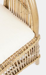 Casa Padrino sillón de jardín de lujo natural / blanco 68 x 65 x A. 82 cm - Sillón de jardín y terraza en ratán con cojín de asiento - Muebles de Jardín y Terraza - Calidad de Lujo