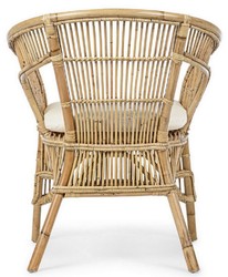 Casa Padrino sillón de jardín de lujo natural / blanco 68 x 65 x A. 82 cm - Sillón de jardín y terraza en ratán con cojín de asiento - Muebles de Jardín y Terraza - Calidad de Lujo