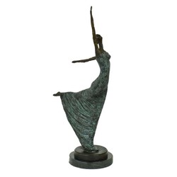 Casa Padrino luxury Art Nouveau bronze sculpture dancer antique green bronze on marble base H 53.5 cm - bronze figure - decorative figure - decorative accessories Casa Padrino luxury Art Nouveau bronze sculpture dancer antique green bronze on marble base H 53.5 cm - bronze figure - decorative figure - decorative accessories