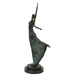 Casa Padrino luxury Art Nouveau bronze sculpture dancer antique green bronze on marble base H 53.5 cm - bronze figure - decorative figure - decorative accessories Casa Padrino luxury Art Nouveau bronze sculpture dancer antique green bronze on marble base H 53.5 cm - bronze figure - decorative figure - decorative accessories