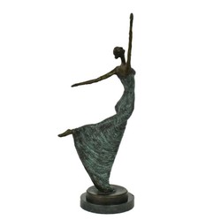 Casa Padrino luxury Art Nouveau bronze sculpture dancer antique green bronze on marble base H 53.5 cm - bronze figure - decorative figure - decorative accessories Casa Padrino luxury Art Nouveau bronze sculpture dancer antique green bronze on marble base H 53.5 cm - bronze figure - decorative figure - decorative accessories