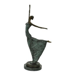 Casa Padrino luxury Art Nouveau bronze sculpture dancer antique green bronze on marble base H 53.5 cm - bronze figure - decorative figure - decorative accessories Casa Padrino luxury Art Nouveau bronze sculpture dancer antique green bronze on marble base H 53.5 cm - bronze figure - decorative figure - decorative accessories