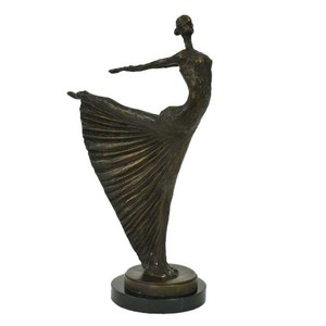 Casa Padrino sculpture en bronze de luxe Art Nouveau danseuse bronze sur socle en marbre H 53,5 cm - figure en bronze - figure décorative - accessoires de décoration Casa Padrino sculpture en bronze de luxe Art Nouveau danseuse bronze sur socle en marbre H 53,5 cm - figure en bronze - figure décorative - accessoires de décoration