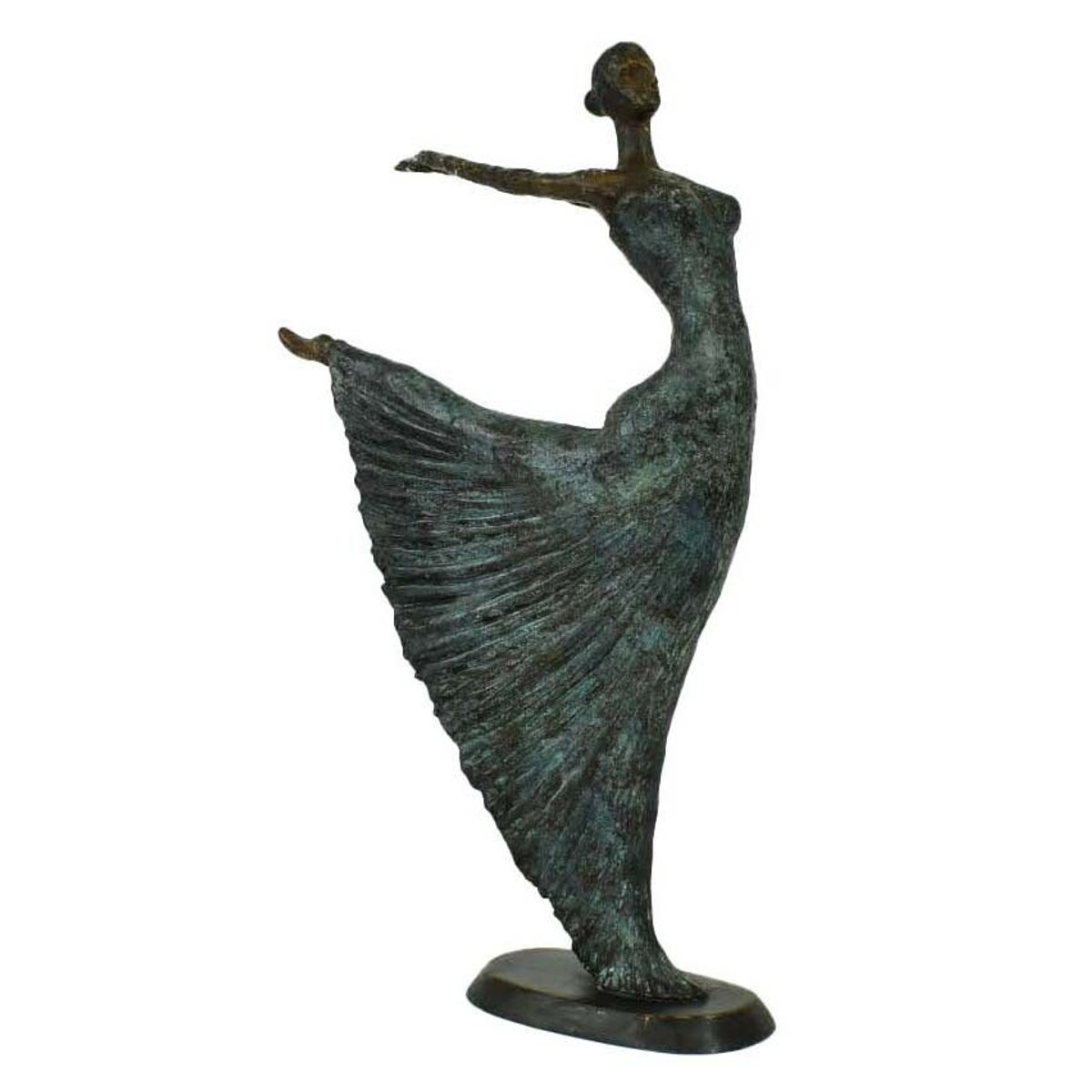 Casa Padrino luxury Art Nouveau bronze sculpture dancer antique green bronze on marble base H 63 cm - bronze figure - decorative figure - decorative accessories Casa Padrino luxury Art Nouveau bronze sculpture dancer antique green bronze on marble base H 63 cm - bronze figure - decorative figure - decorative accessories
