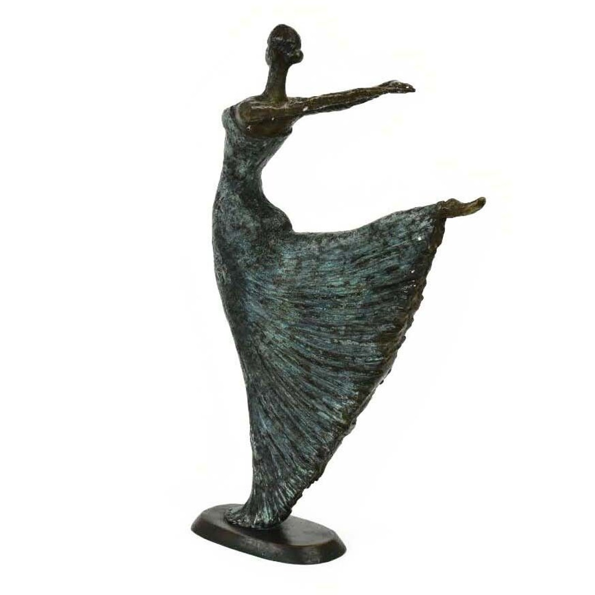Casa Padrino luxury Art Nouveau bronze sculpture dancer antique green bronze on marble base H 63 cm - bronze figure - decorative figure - decorative accessories Casa Padrino luxury Art Nouveau bronze sculpture dancer antique green bronze on marble base H 63 cm - bronze figure - decorative figure - decorative accessories