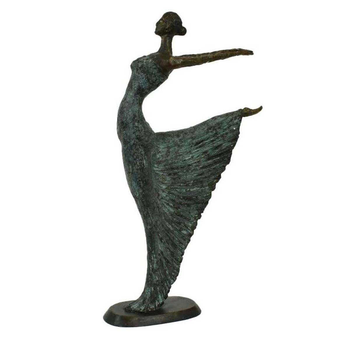 Casa Padrino luxury Art Nouveau bronze sculpture dancer antique green bronze on marble base H 63 cm - bronze figure - decorative figure - decorative accessories Casa Padrino luxury Art Nouveau bronze sculpture dancer antique green bronze on marble base H 63 cm - bronze figure - decorative figure - decorative accessories
