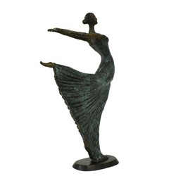 Casa Padrino sculpture en bronze de luxe Art Nouveau danseuse bronze vert antique sur socle en marbre H 63 cm - figure en bronze - figure décorative - accessoires de décoration Casa Padrino sculpture en bronze de luxe Art Nouveau danseuse bronze vert antique sur socle en marbre H 63 cm - figure en bronze - figure décorative - accessoires de décoration