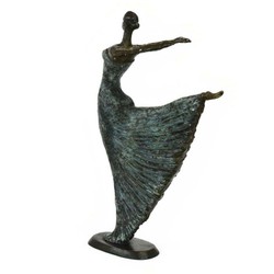Casa Padrino sculpture en bronze de luxe Art Nouveau danseuse bronze vert antique sur socle en marbre H 63 cm - figure en bronze - figure décorative - accessoires de décoration Casa Padrino sculpture en bronze de luxe Art Nouveau danseuse bronze vert antique sur socle en marbre H 63 cm - figure en bronze - figure décorative - accessoires de décoration