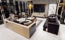 Casa Padrino sillón de lujo oro / negro - Sillón de salón y hotel noble - Muebles de salón y hotel - Calidad de Lujo
