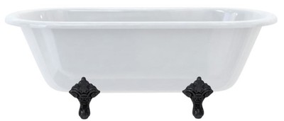 Casa Padrino bañera Art Nouveau de lujo blanco / negro 169 x 74,5 x A. 62 cm - Bañera acrílica retro independiente - Mueble de baño retro