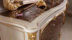 Luxus Barock Sideboard mit Spiegel Weiß Braun Gold Luxury Baroque Sideboard with Mirror White Brown Gold